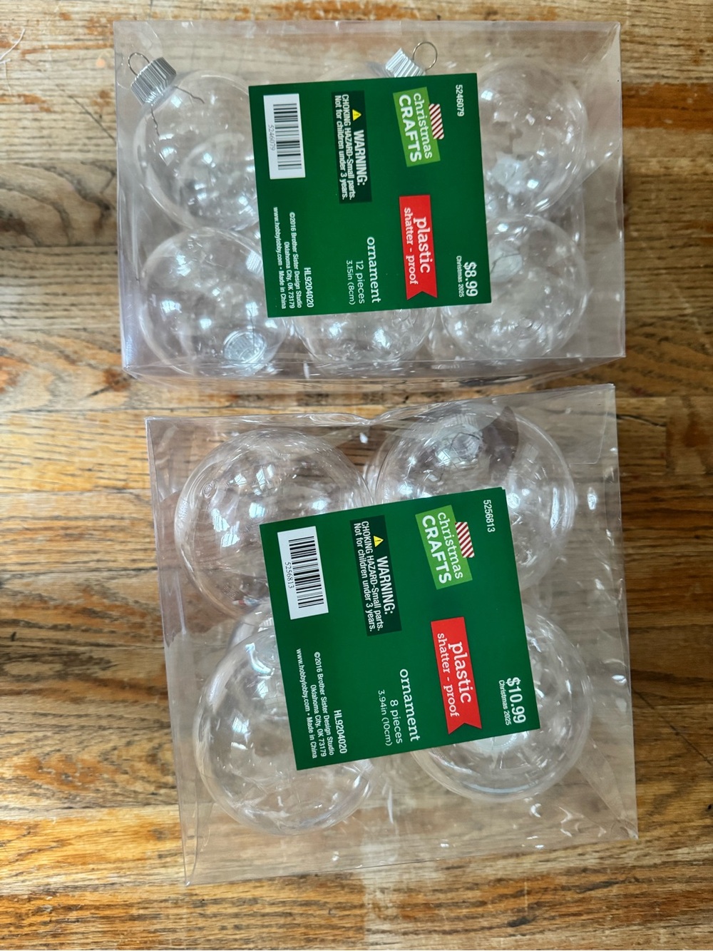 Clear Plastic Ornament Balls - Pack of 6